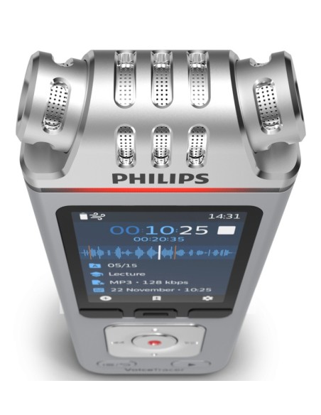 Philips DVT4115 Digital Voice Tracer Flash card Cromo, Argento