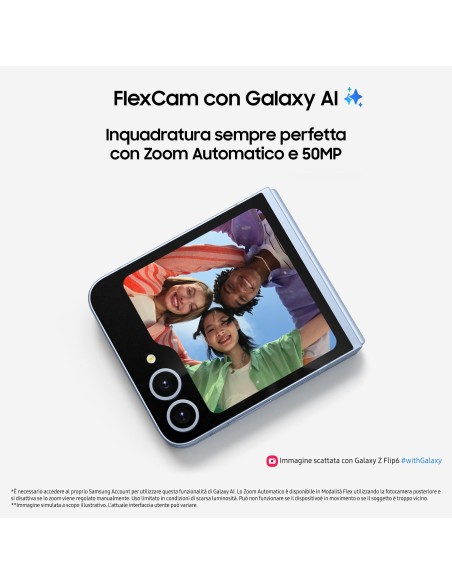 Samsung Galaxy Z Flip6 Smartphone AI, 256GB, RAM 12GB, Display 3,4" SAMOLED 6,7" Dynamic AMOLED 2X, Mint