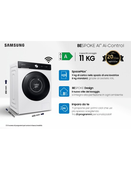 Samsung Lavatrice BESPOKE AI™ 11Kg WW11BB704DGE