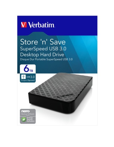 Verbatim Store 'n' Save disco rigido esterno 6 TB 3.5" Micro-USB B 3.2 Gen 2 (3.1 Gen 2) Nero