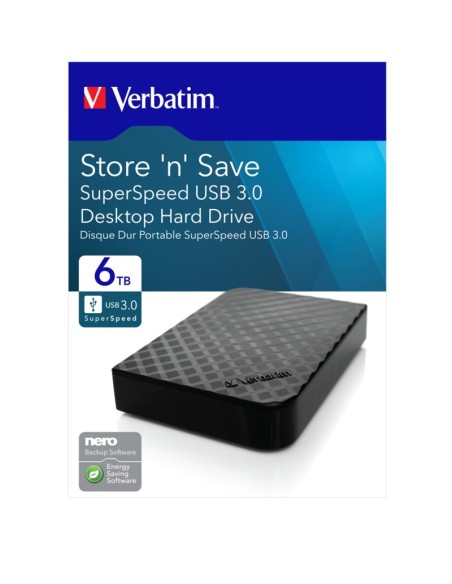 Verbatim Store 'n' Save disco rigido esterno 6 TB 3.5" Micro-USB B 3.2 Gen 2 (3.1 Gen 2) Nero