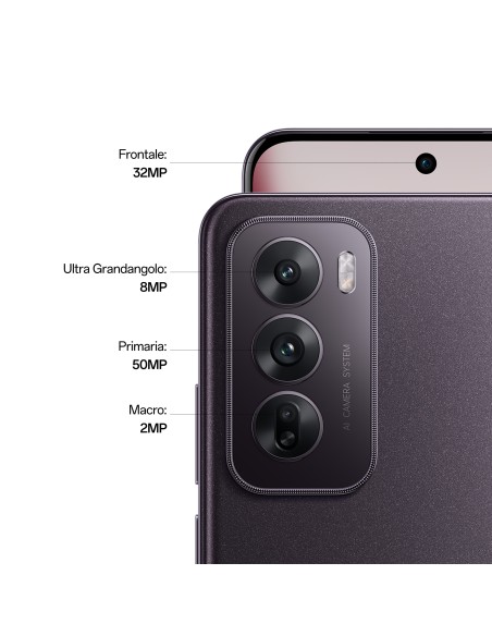 OPPO Reno12 5G AI Smartphone, Tripla fotocamera 50+8+2MP, Selfie 32MP, Display 6.7” 120HZ AMOLED FHD+, 5000mAh, RAM 24 GB