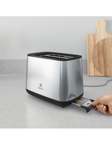 Electrolux E3T1-3ST tostapane 2 fetta e 800 W Nero, Acciaio inox