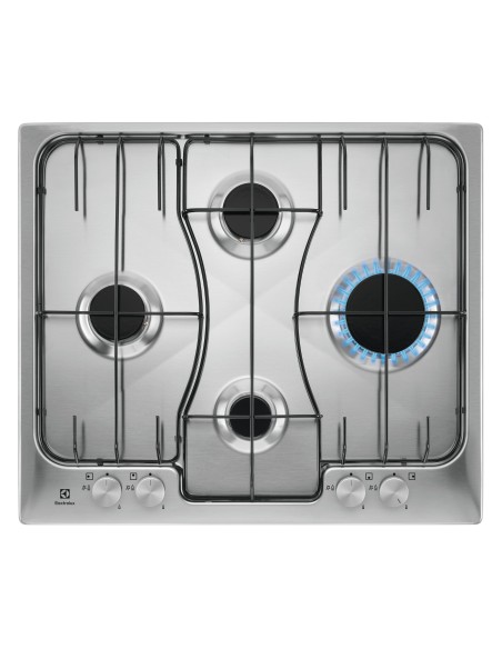 Electrolux RGG6243LOX Nero, Acciaio inox Da incasso 60 cm Gas 4 Fornello(i)