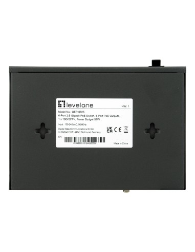 LevelOne GEP-0625 switch di rete Non gestito 2.5G Ethernet (100 1000 2500) Supporto Power over Ethernet (PoE) Nero