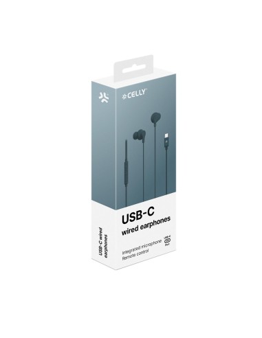Celly UP1600TYPECBL cuffia e auricolare Cablato In-ear Musica e Chiamate USB tipo-C Blu