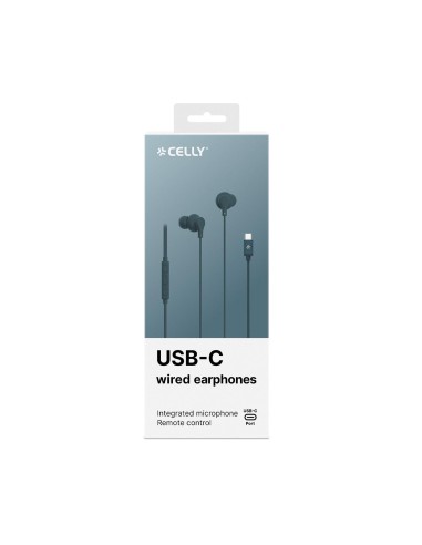 Celly UP1600TYPECBL cuffia e auricolare Cablato In-ear Musica e Chiamate USB tipo-C Blu