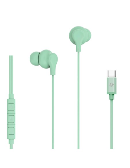 Celly UP1600TYPECGN cuffia e auricolare Cablato In-ear Musica e Chiamate USB tipo-C Verde