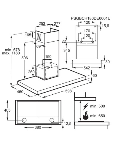 Electrolux LFT416X Cappa aspirante a parete Acciaio inox 600 m³ h