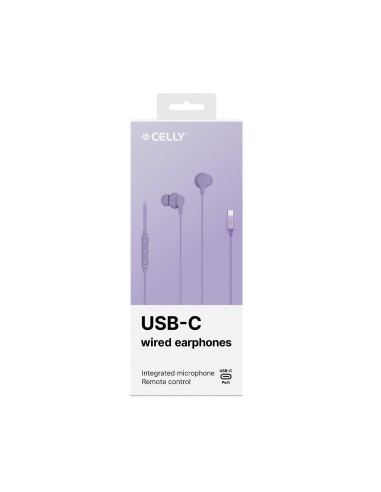 Celly UP1600TYPECVL cuffia e auricolare Cablato In-ear Musica e Chiamate USB tipo-C Viola