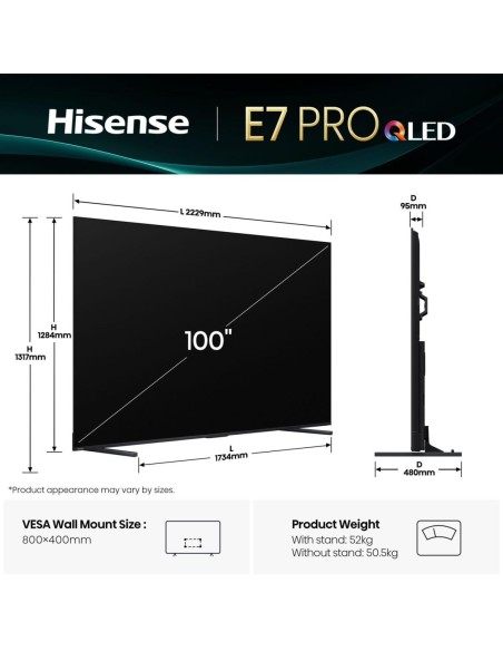 Hisense 100E7Q PRO 2,54 m (100") 4K Ultra HD Smart TV Wi-Fi Nero
