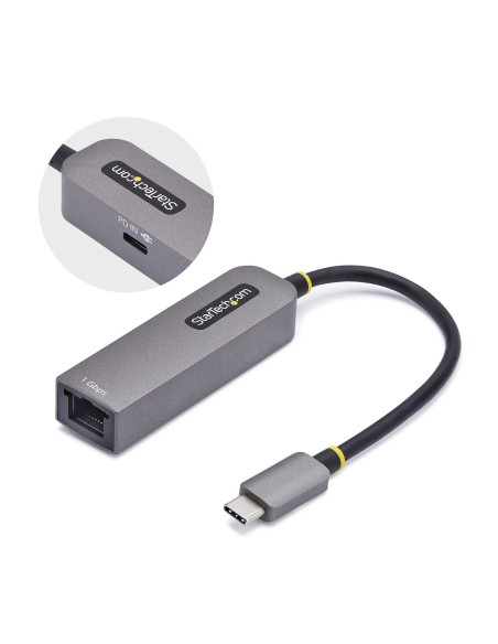 StarTech.com Adattatore Ethernet USB C, Convertitore di Rete 1Gbps da USB Type-C 3.0 a RJ45, NIC PD 100W Pass-Through
