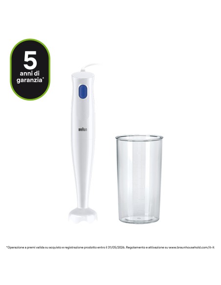 Braun MultiQuick 1 MQ10.001P Minipimer Frullatore ad immersione White Braun MultiQuick 1 MQ10.001P Minipimer Frullatore ad immersione White