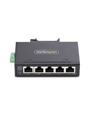 StarTech.com Switch di Rete Industriale non gestito a 5 porte, 100 1000 Ethernet, montaggio su guida DIN parete, Switch Gigabit