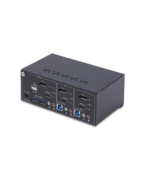 StarTech.com Switch KVM a 2 porte con doppio monitor DisplayPort e HDMI, 4K 60Hz, 1 monitor HDMI e 1 DP, hub USB 5Gbps a 2
