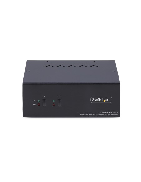 StarTech.com Switch KVM a 2 porte con doppio monitor DisplayPort e HDMI, 4K 60Hz, 1 monitor HDMI e 1 DP, hub USB 5Gbps a 2