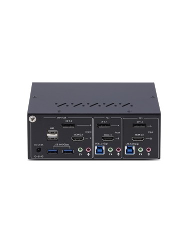 StarTech.com Switch KVM a 2 porte con doppio monitor DisplayPort e HDMI, 4K 60Hz, 1 monitor HDMI e 1 DP, hub USB 5Gbps a 2