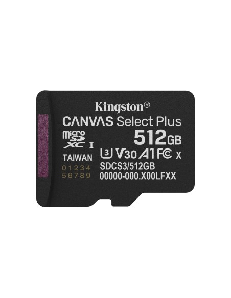 Kingston Technology 512GB microSDXC Canvas Select Plus Gen3 150MB s A1 (Adattatore SD incluso)