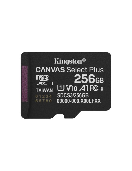 Kingston Technology 256GB microSDXC Canvas Select Plus Gen3 150MB s A1 (Adattatore SD incluso)