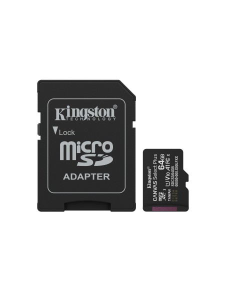 Kingston Technology 64GB microSDXC Canvas Select Plus Gen3 100MB s A1 (Adattatore SD incluso)