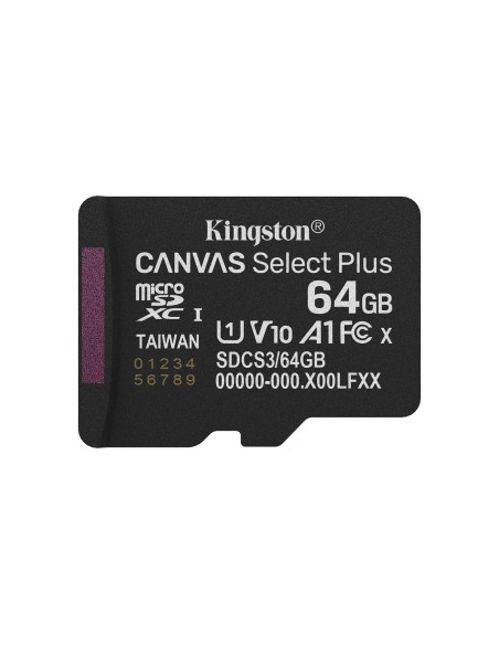 Kingston Technology 64GB microSDXC Canvas Select Plus Gen3 100MB s A1 (Adattatore SD incluso)