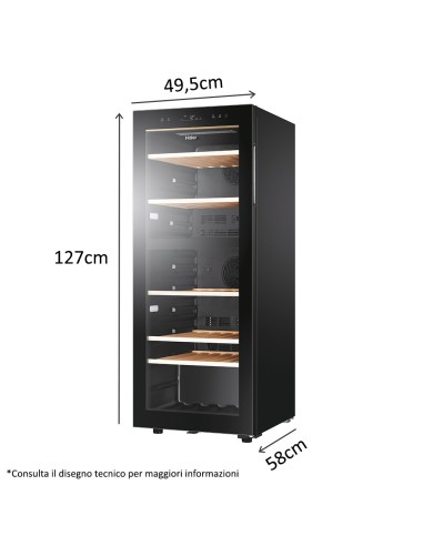 Haier Wine Bank 50 Serie 5 HWS79GDG Cantinetta vino con compressore Libera installazione Nero 79 bottiglia bottiglie