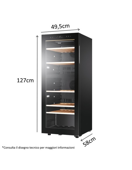 Haier Wine Bank 50 Serie 5 HWS79GDG Cantinetta vino con compressore Libera installazione Nero 79 bottiglia bottiglie