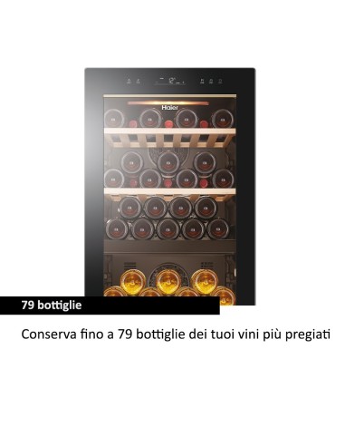 Haier Wine Bank 50 Serie 5 HWS79GDG Cantinetta vino con compressore Libera installazione Nero 79 bottiglia bottiglie