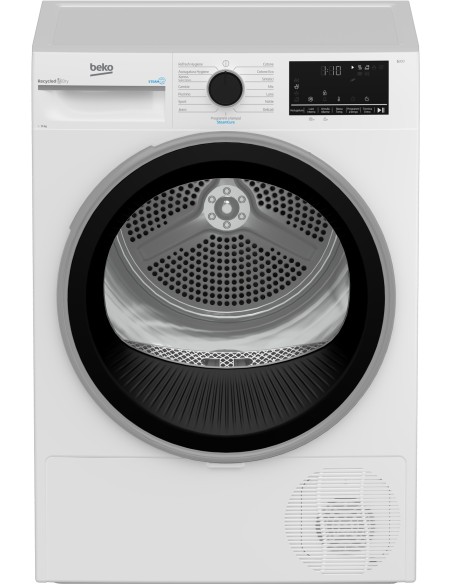 Beko BT3103IS_IT 10kg, Classe C, motore inverter, Display digitale XL, funzione a vapore SteamCure™, colore Bianco, oblò Nero