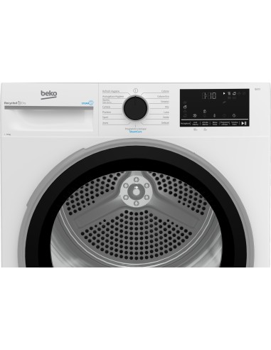 Beko BT3103IS_IT 10kg, Classe C, motore inverter, Display digitale XL, funzione a vapore SteamCure™, colore Bianco, oblò Nero