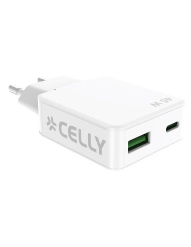 Celly SLIMTC1C1A45WWH Caricabatterie per dispositivi mobili Computer portatile, Smartphone, Tablet Bianco AC Ricarica rapida