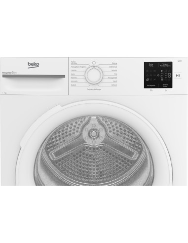 Beko BMT73EW Asciugatrice 7kg, Classe D, Linea Estetica NX, motore asincrono, Display digitale, colore Bianco, oblò Bianco
