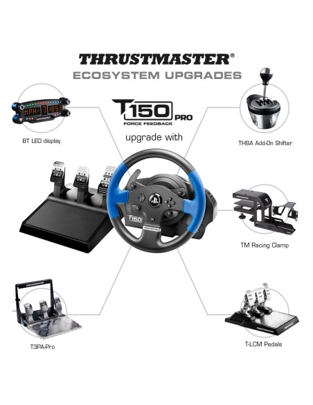 Thrustmaster T150 PRO ForceFeedback Nero, Blu USB Sterzo + Pedali PC, PlayStation 4, Playstation 3
