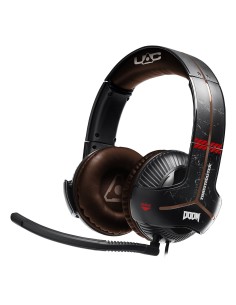 Thrustmaster Y-350X Doom Auricolare Cablato A Padiglione Gaming Nero, Marrone