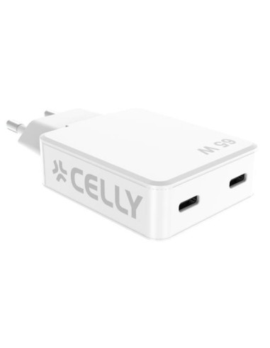 Celly SLIMTC2C65WWH Caricabatterie per dispositivi mobili Computer portatile, Smartphone, Tablet Bianco AC Ricarica rapida