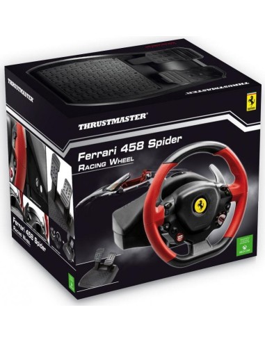 Thrustmaster Ferrari 458 Spider Nero, Rosso USB Sterzo + Pedali Xbox One