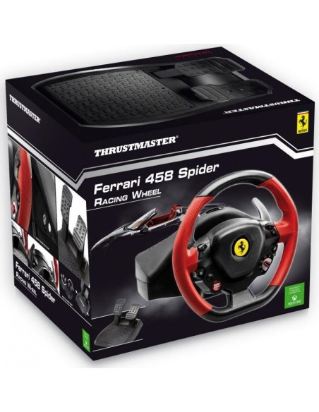 Thrustmaster Ferrari 458 Spider Nero, Rosso USB Sterzo + Pedali Xbox One