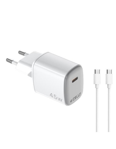 Celly UPTC1USBC45WCTC Caricabatterie per dispositivi mobili Smartphone, Tablet Bianco AC, USB Ricarica rapida Interno