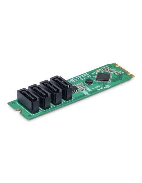 StarTech.com Scheda adattatore da M.2 a SATA a 4 porte, scheda di espansione da M.2 PCIe 3.0 a SATA HDD SSD, chipset ASM1064,