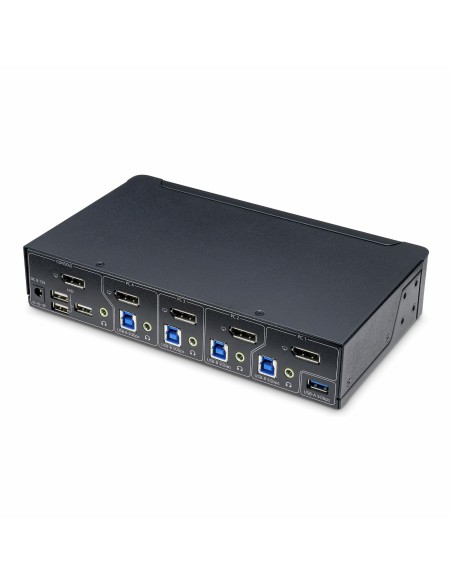 StarTech.com KVM switch DisplayPort a 4 porte, monitor singolo 4K 60Hz, 6 porte USB, commutazione con pulsanti e hotkey, DP