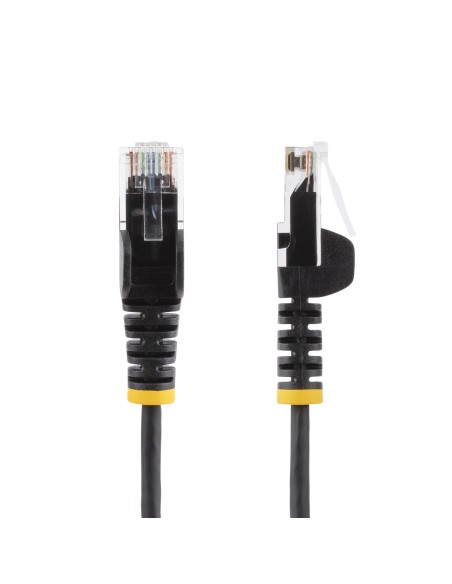 StarTech.com Cavo Ethernet CAT6 Nero da 15m Patch UTP con Plug RJ45 Antigroviglio e Rilievi di Trazione, Cavo Lan Slim in Rame