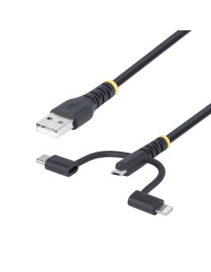 StarTech.com Cavo di Ricarica USB robusto da 1m, Da USB a Lightning Micro-USB Tipo-C, certificato Apple MFi, rivestimento in