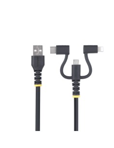 StarTech.com Cavo di Ricarica USB robusto da 1m, Da USB a Lightning Micro-USB Tipo-C, certificato Apple MFi, rivestimento in 2