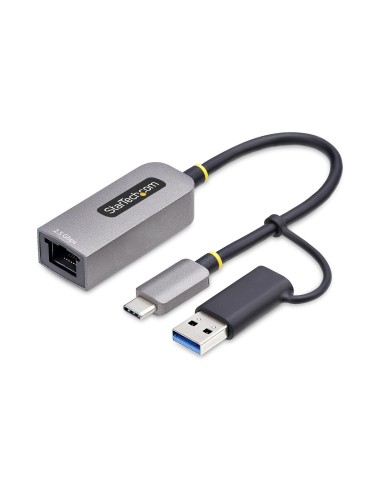 StarTech.com Adattatore Ethernet USB C, Convertitore di Rete NIC NBASE-T 2.5 1GbE da USB Type-C 3.0 a RJ45 con Adattatore USB-A