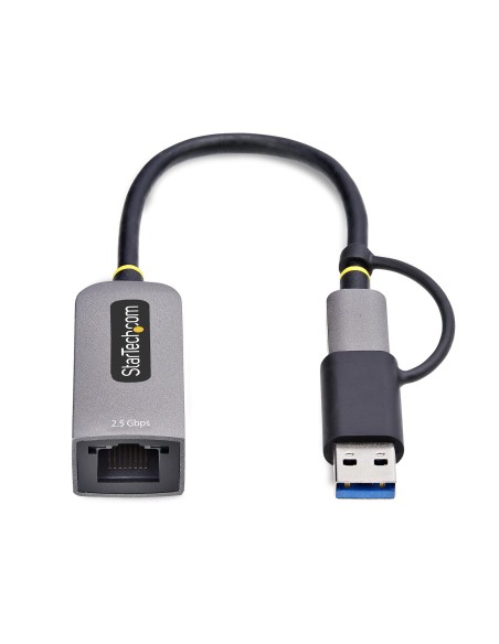 StarTech.com Adattatore Ethernet USB C, Convertitore di Rete NIC NBASE-T 2.5 1GbE da USB Type-C 3.0 a RJ45 con Adattatore USB-A