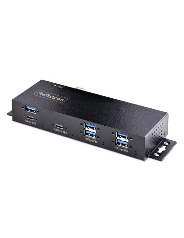 StarTech.com Hub USB a 7 porte industriale da 10 Gbps con alimentatore, in metallo, montabile, 5 porte USB-A e 2 porte USB-C