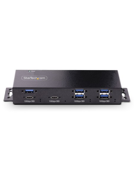 StarTech.com Hub USB a 7 porte industriale da 10 Gbps con alimentatore, in metallo, montabile, 5 porte USB-A e 2 porte USB-C