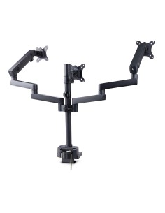 StarTech.com Supporto per tre monitor fino a 27", VESA 75x75 100x100, regolazioni dei bracci senza attrezzi, montaggio con 2