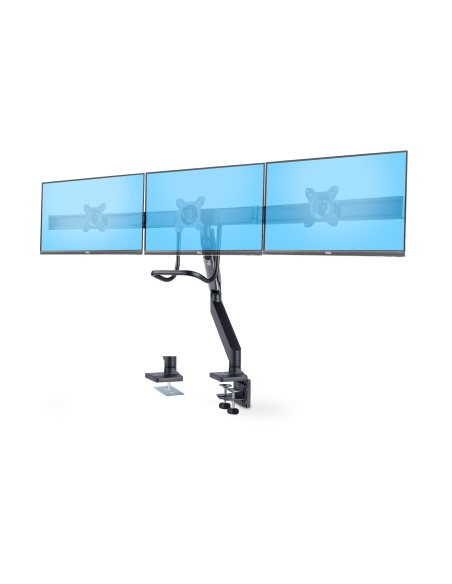 StarTech.com Supporto per 3 monitor da 27" a barra trasversale, VESA 75x75 100x100, regolazioni senza attrezzi, morsetto a