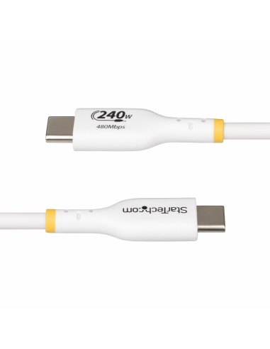 StarTech.com Cavo di ricarica USB-C Bianco da 2m, cavo USB C certificato USB-IF, 240W PD EPR, cavo di ricarica USB 2.0 Tipo-C